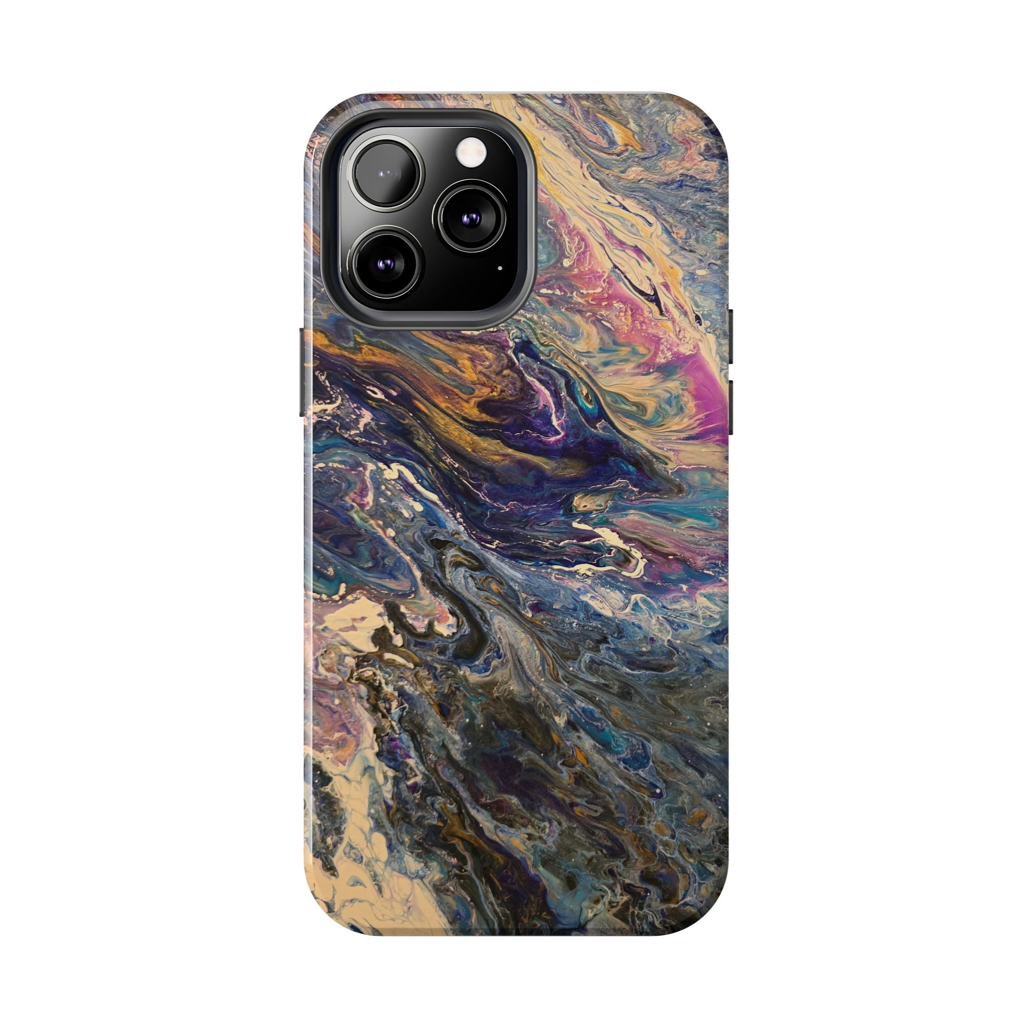 Marbled Abstract Tough Phone Case — Swirled Paint Art Protective Cover