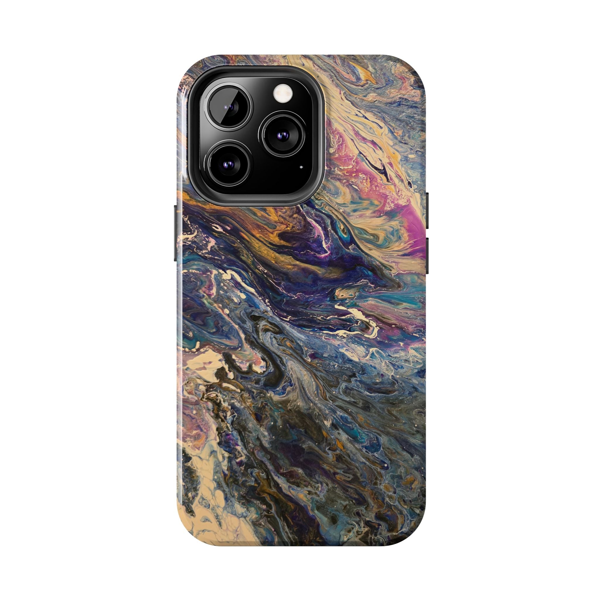 Marbled Abstract Tough Phone Case — Swirled Paint Art Protective Cover