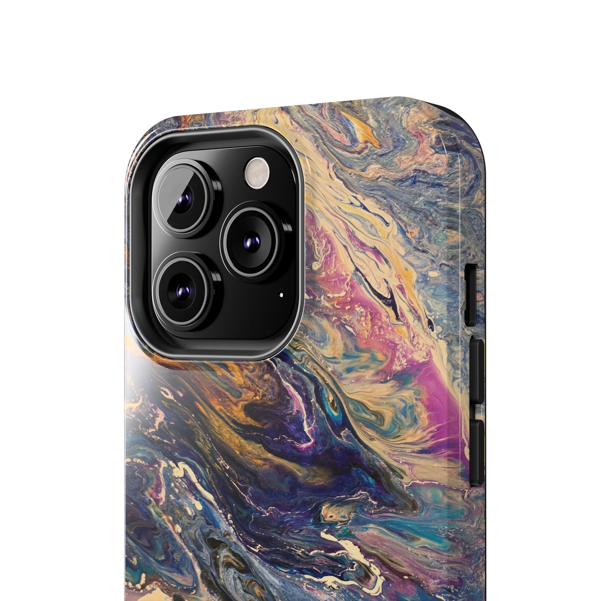 Marbled Abstract Tough Phone Case — Swirled Paint Art Protective Cover