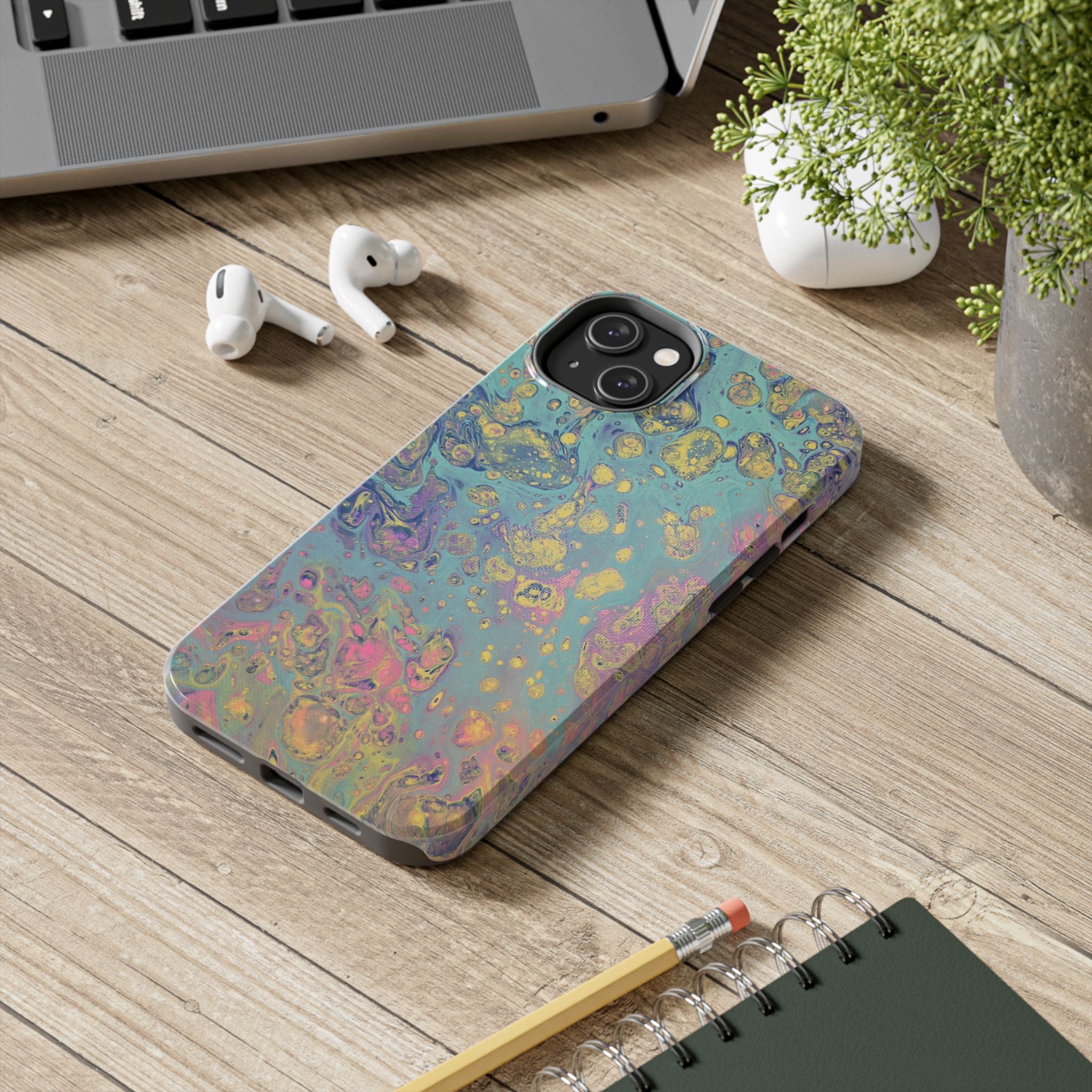 Marbled Pastel Tough Phone Case — Iridescent Fluid Art Protection