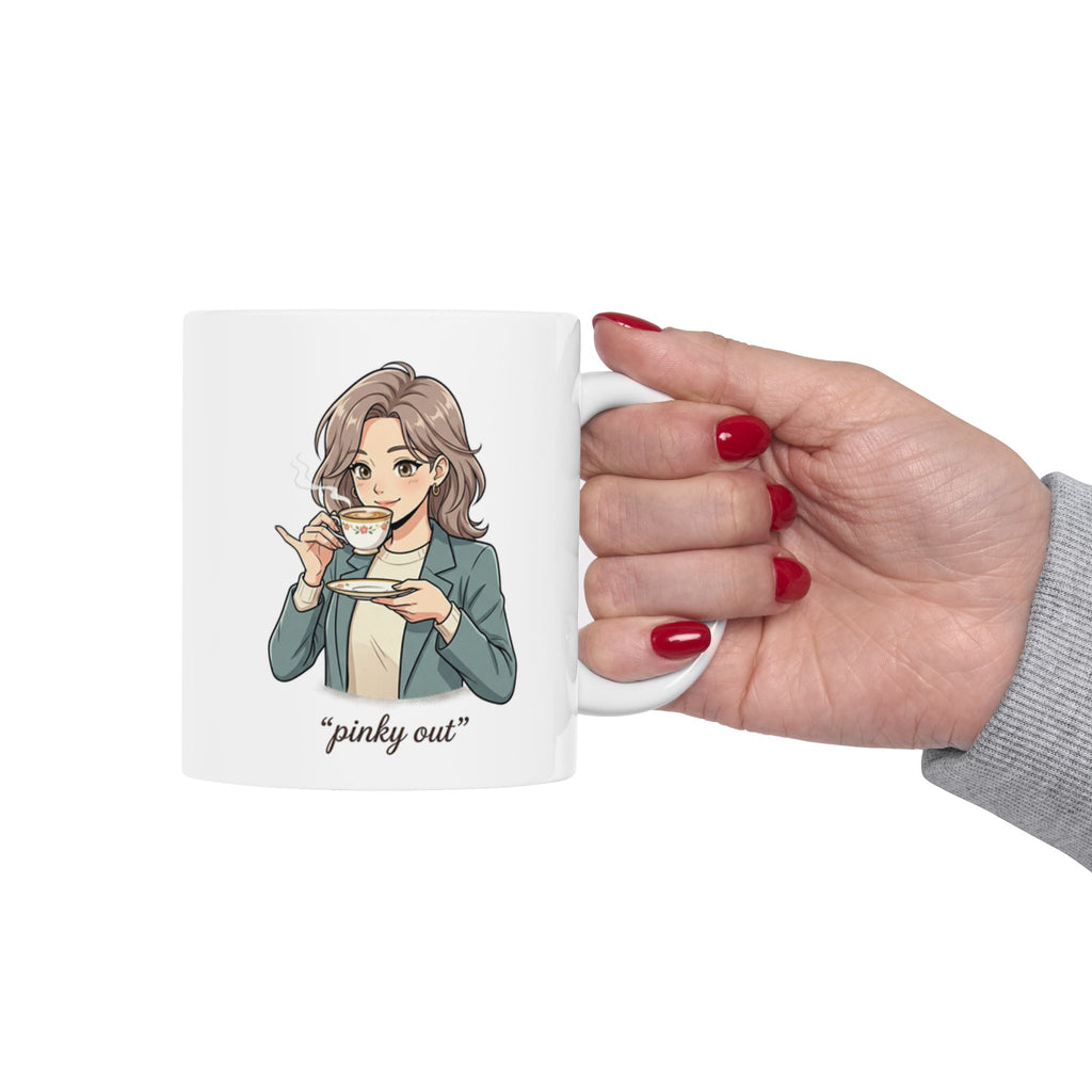 Ceramic Mug — Cute Girl Illustration, Cozy Tea & Coffee Cup (11oz/15oz)