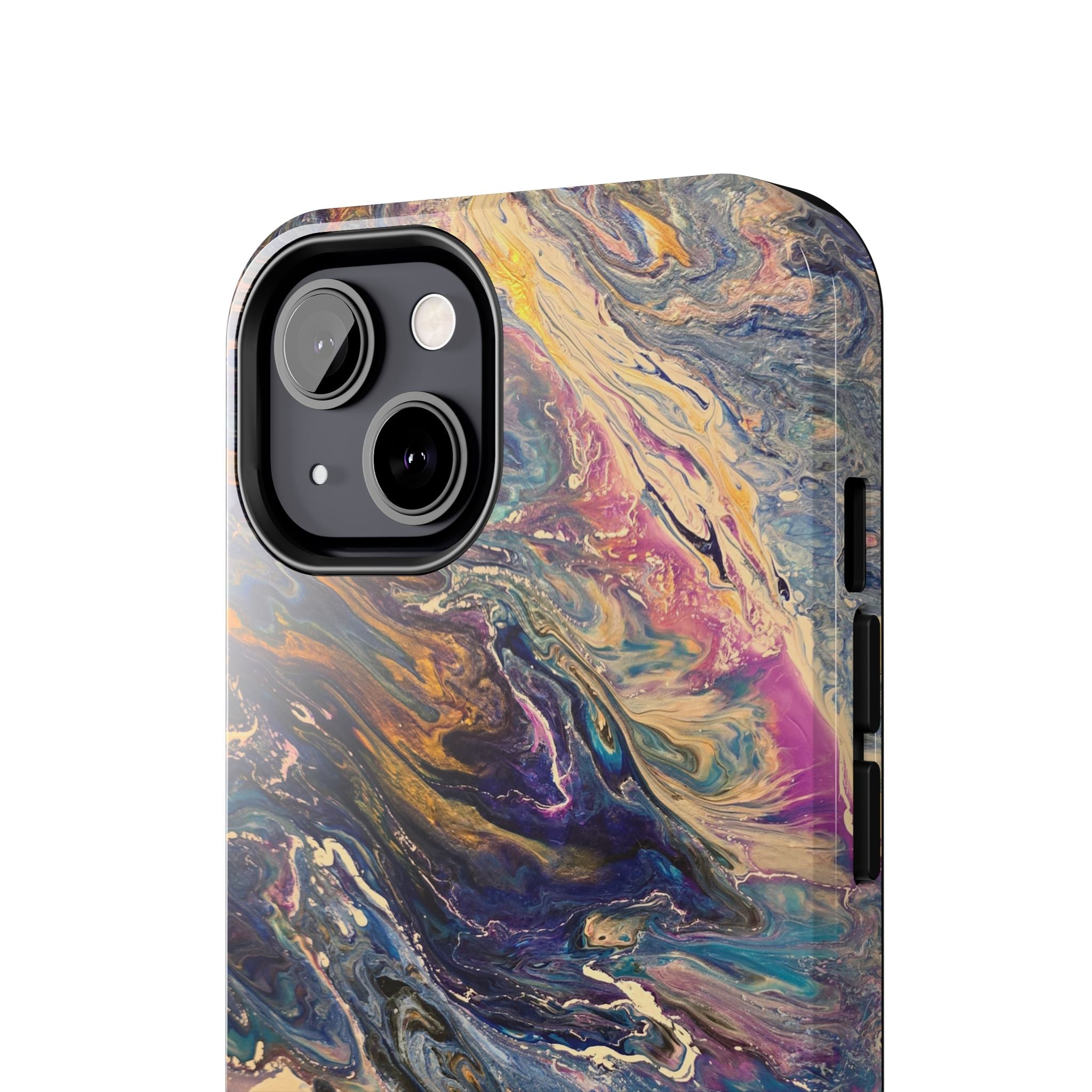 Marbled Abstract Tough Phone Case — Swirled Paint Art Protective Cover
