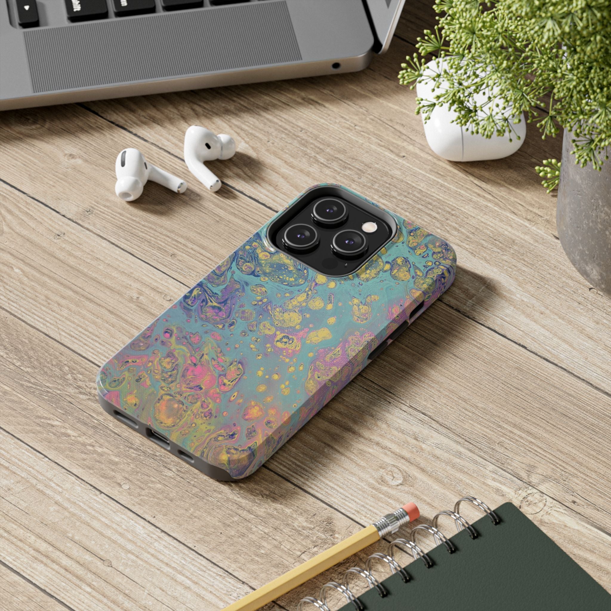 Marbled Pastel Tough Phone Case — Iridescent Fluid Art Protection