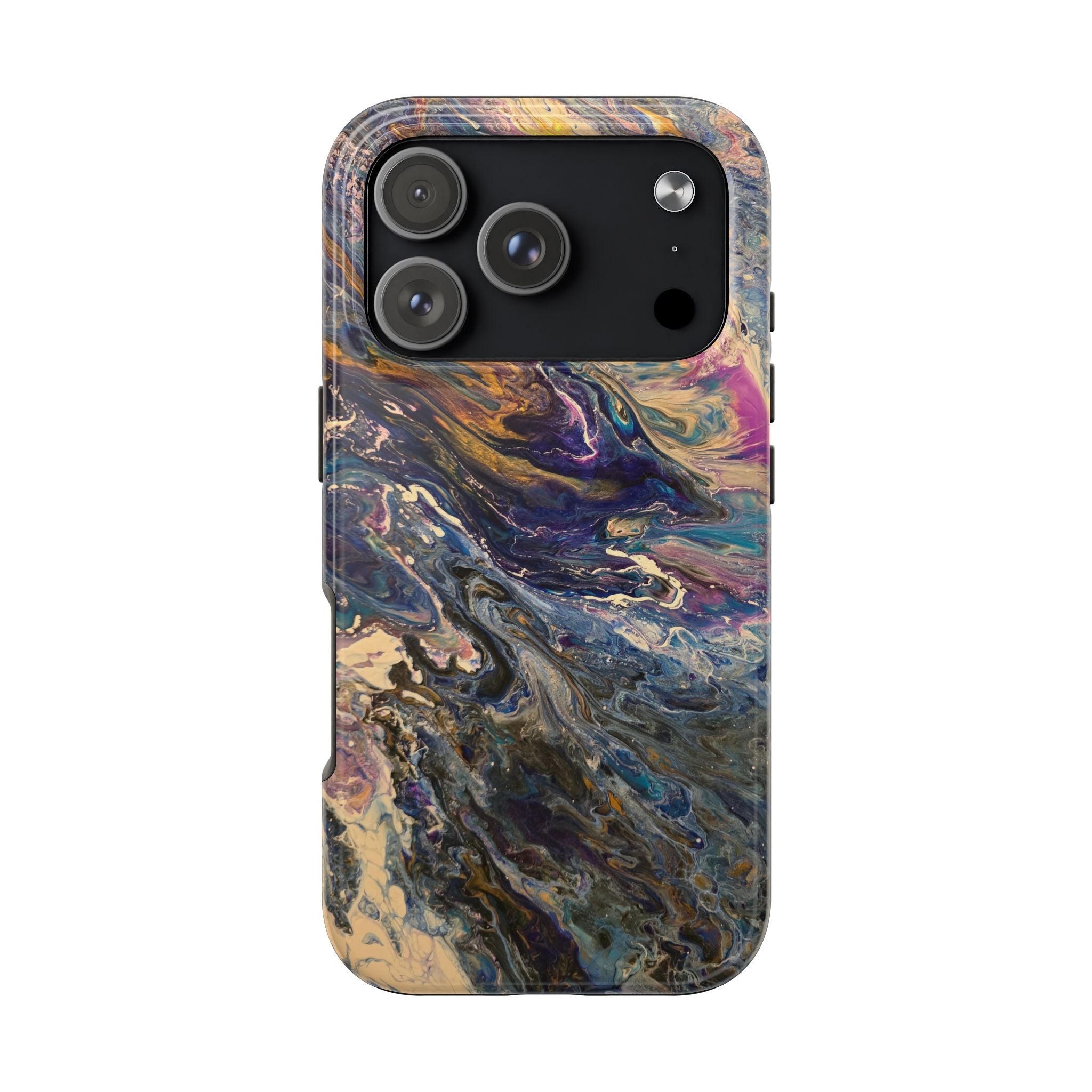 Marbled Abstract Tough Phone Case — Swirled Paint Art Protective Cover