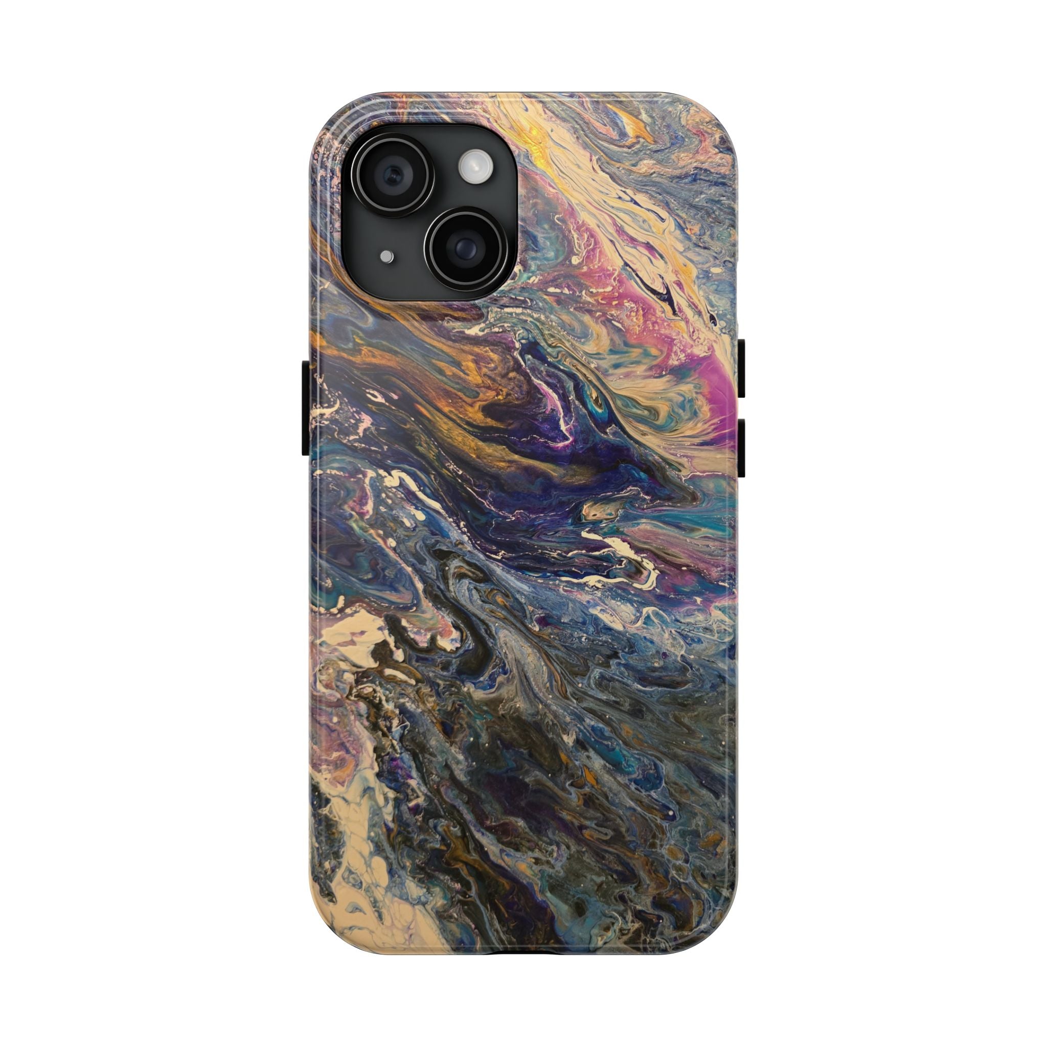 Marbled Abstract Tough Phone Case — Swirled Paint Art Protective Cover