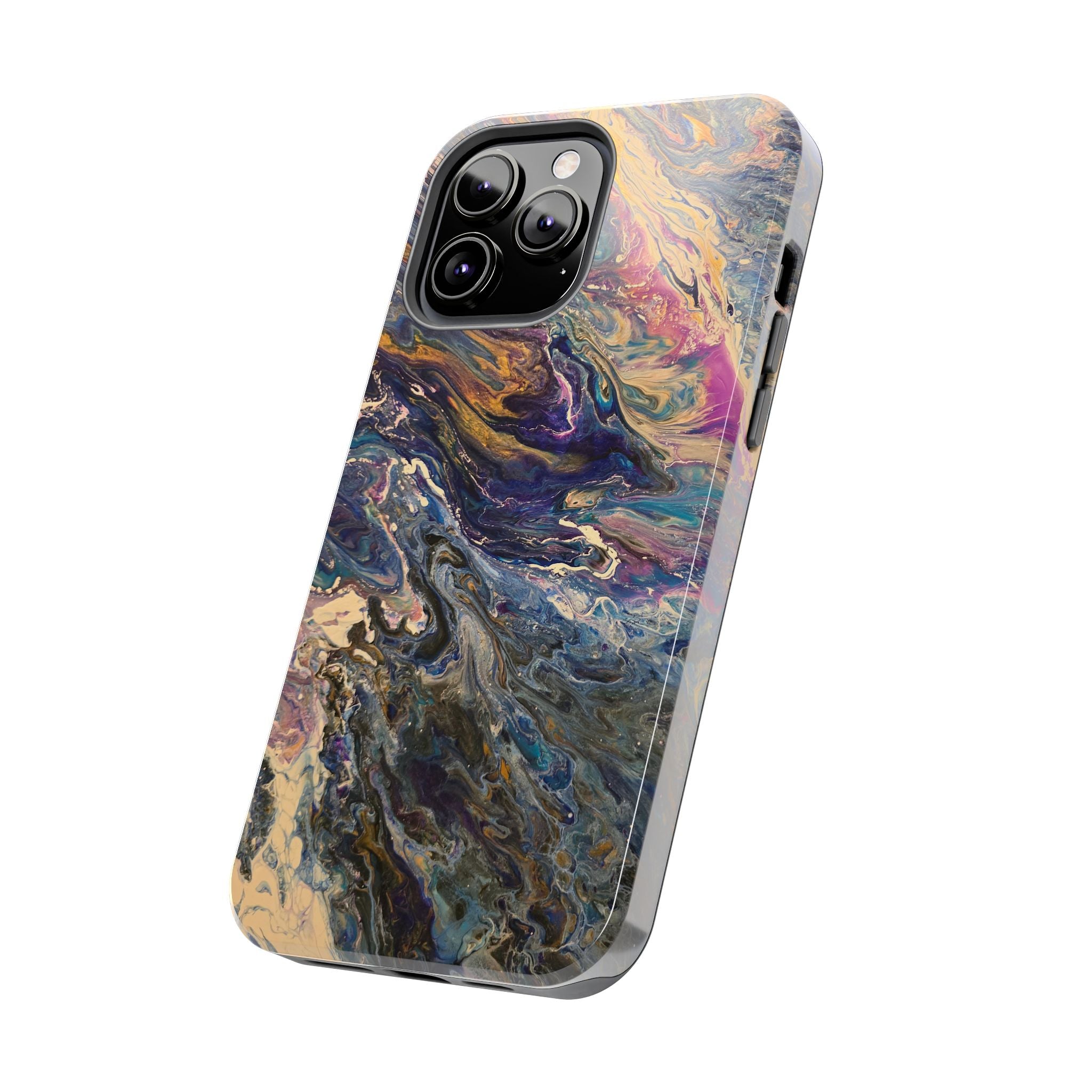 Marbled Abstract Tough Phone Case — Swirled Paint Art Protective Cover
