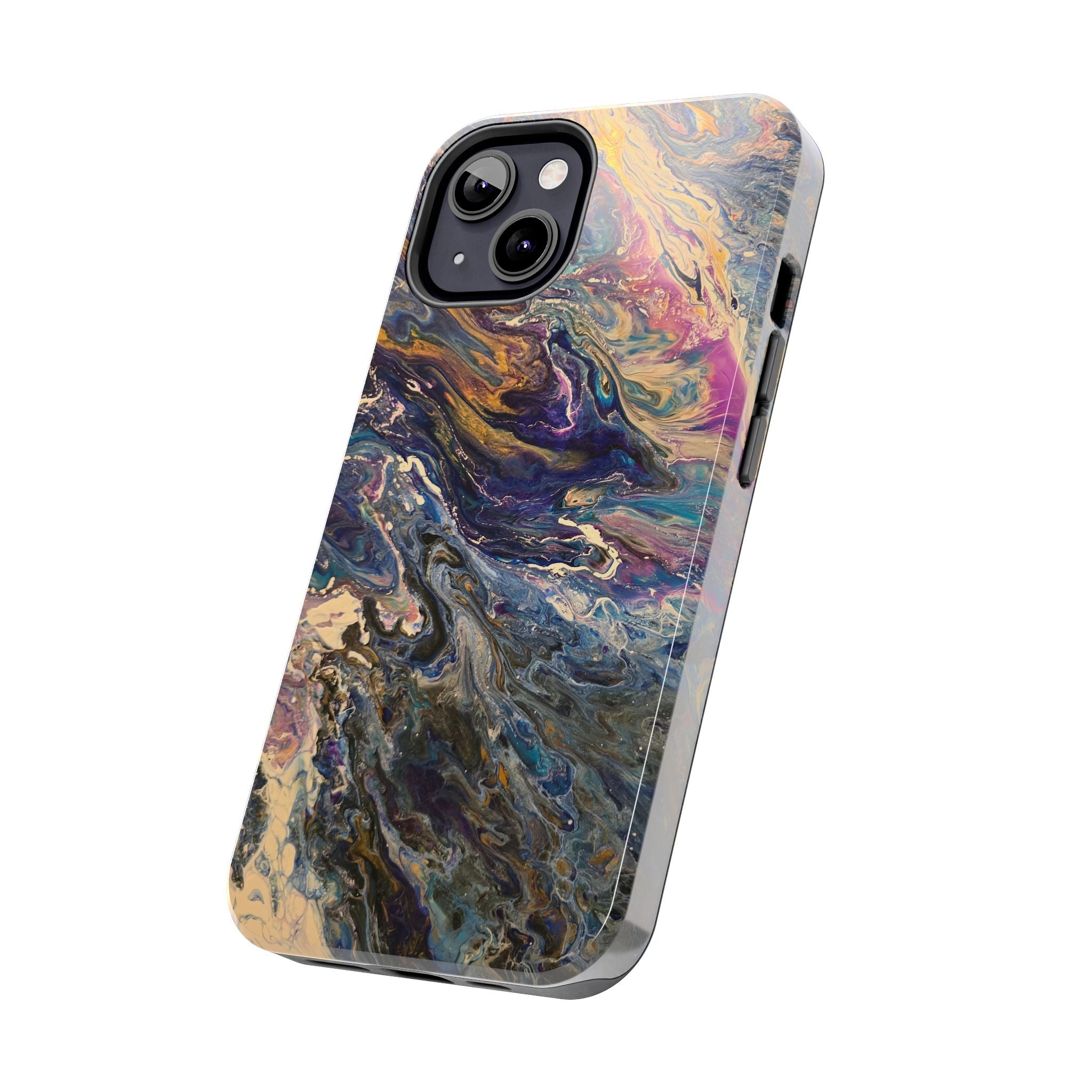 Marbled Abstract Tough Phone Case — Swirled Paint Art Protective Cover
