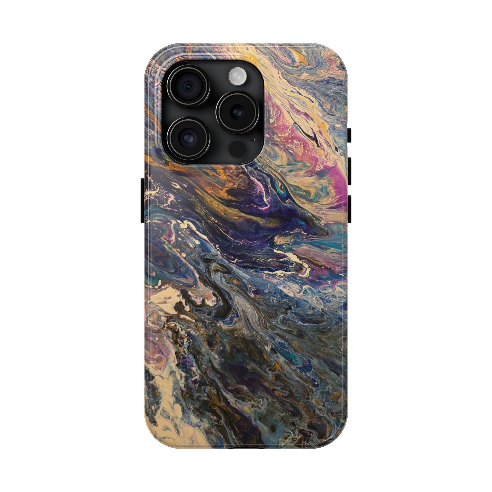 Marbled Abstract Tough Phone Case — Swirled Paint Art Protective Cover