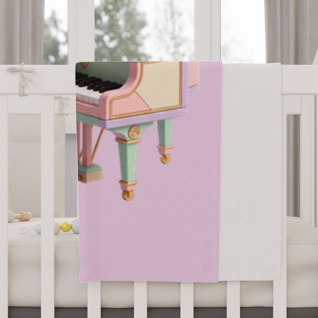 Toddler Blanket — Cute Hippo Playing Piano Baby Throw for Nursery