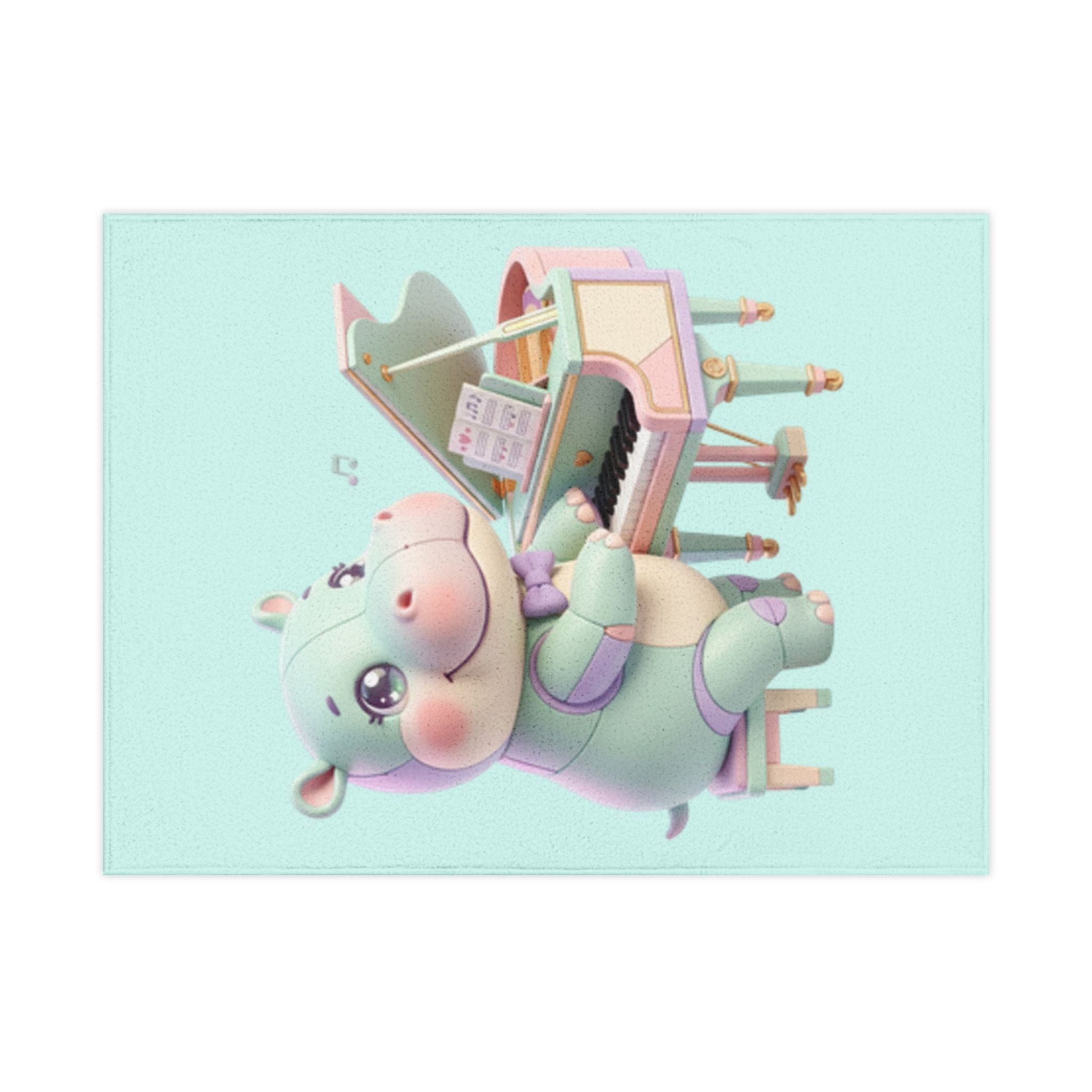 Toddler Blanket — Cute Hippo Playing Piano Baby Blanket (Nursery, Newborn Gift)