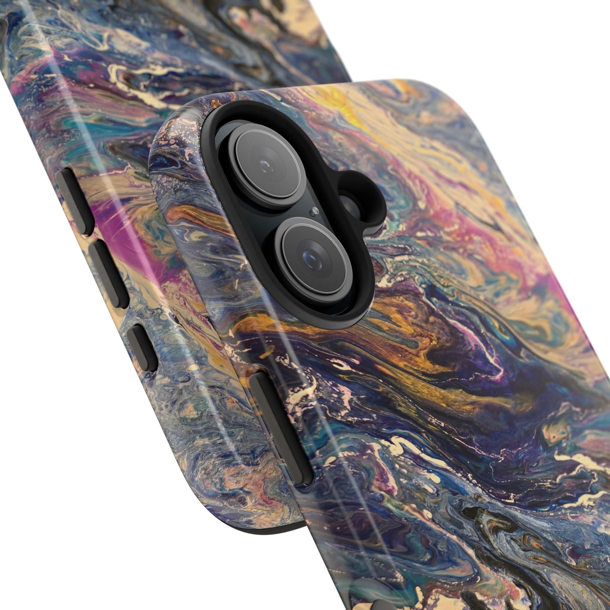 Marbled Abstract Tough Phone Case — Swirled Paint Art Protective Cover