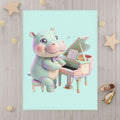Toddler Blanket — Cute Hippo Playing Piano Baby Blanket (Nursery, Newborn Gift)