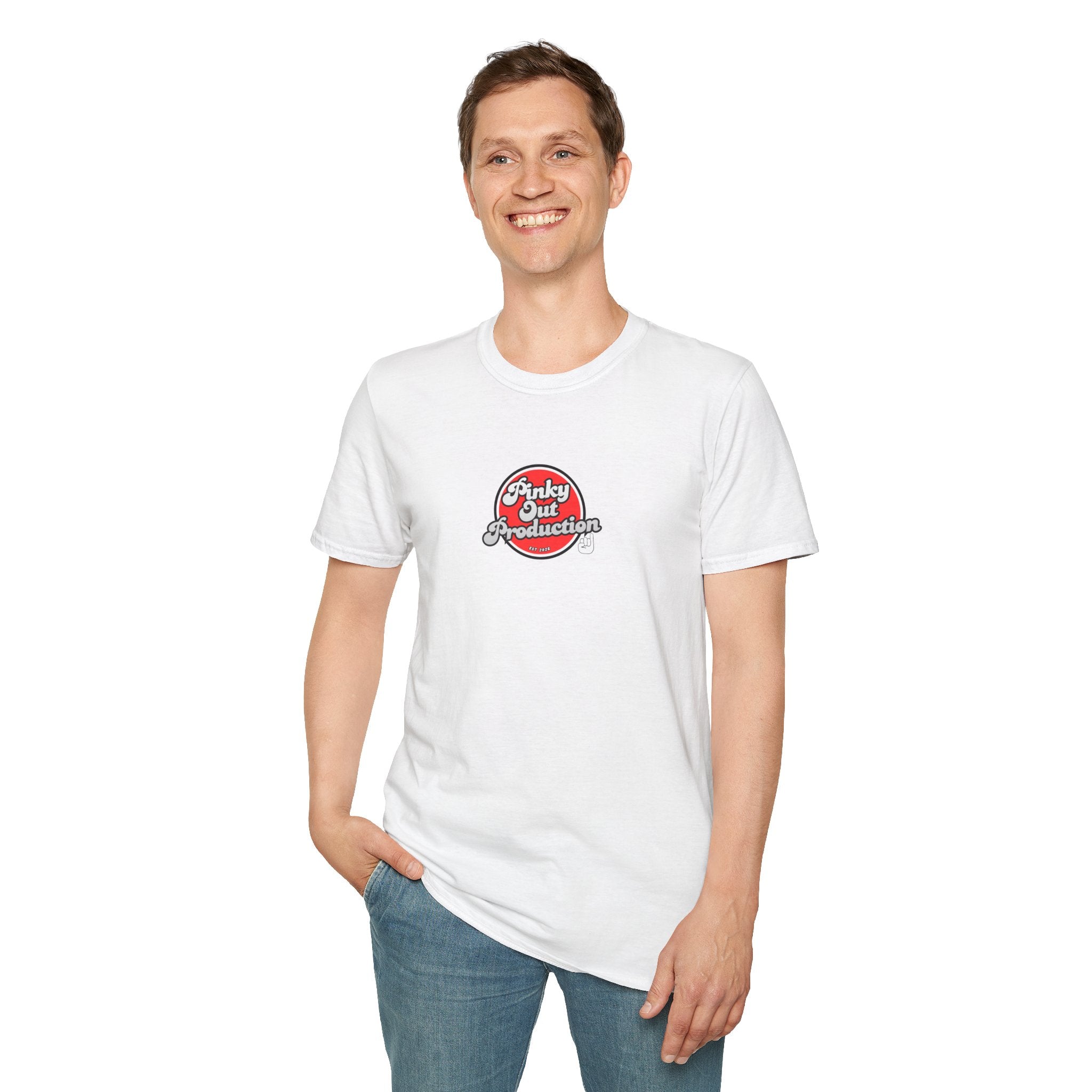 Retro Logo T-Shirt — "Pinky Out Productions" Graphic Tee