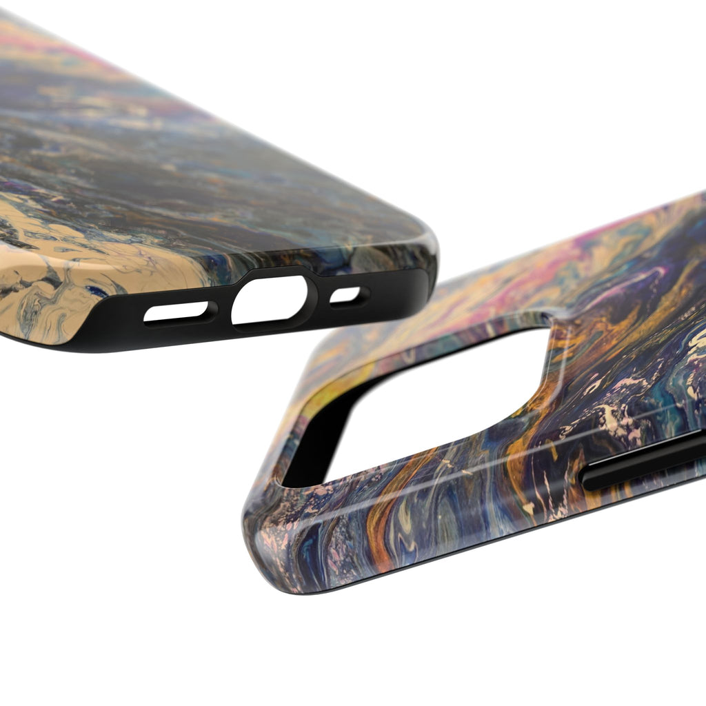 Marbled Abstract Tough Phone Case — Swirled Paint Art Protective Cover