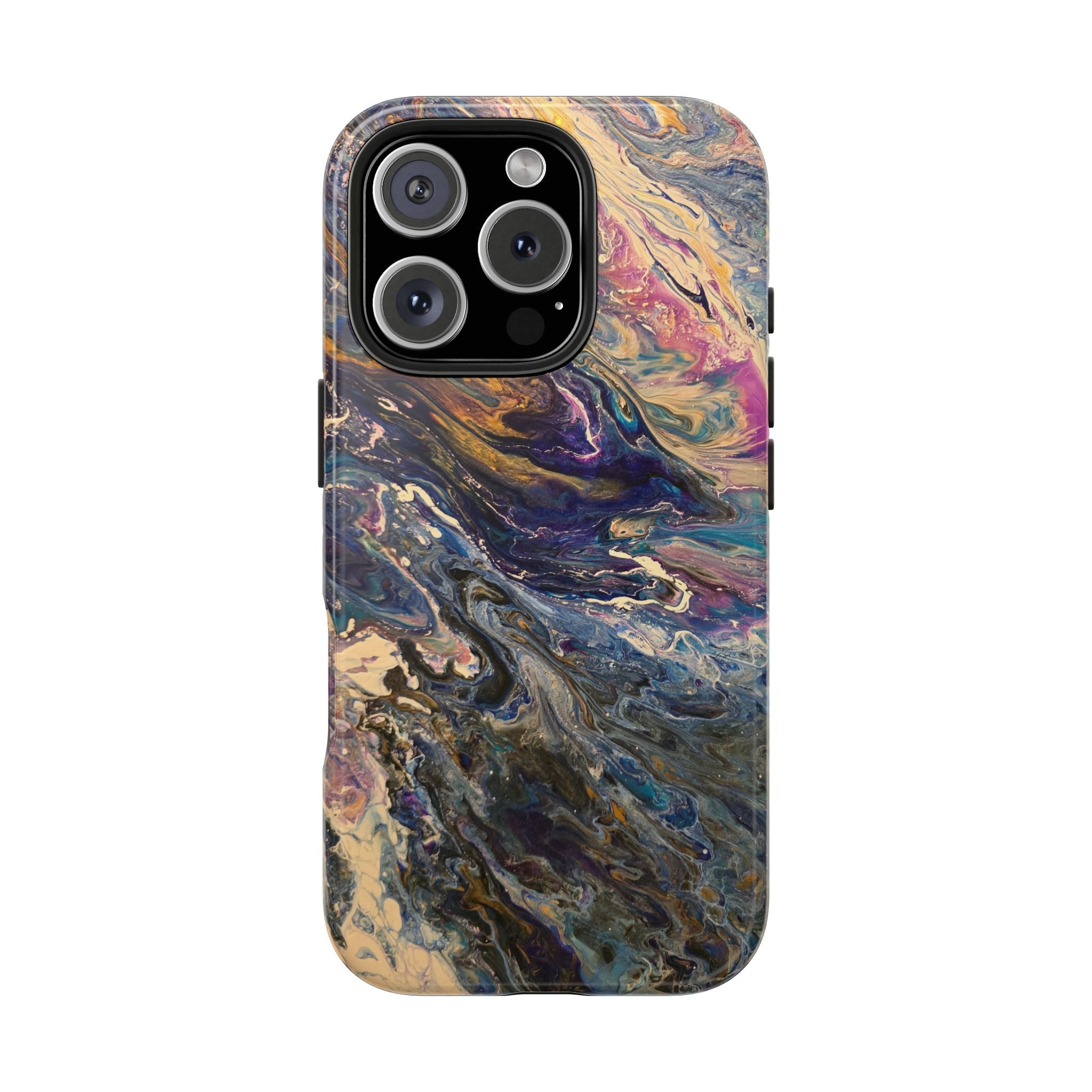 Marbled Abstract Tough Phone Case — Swirled Paint Art Protective Cover