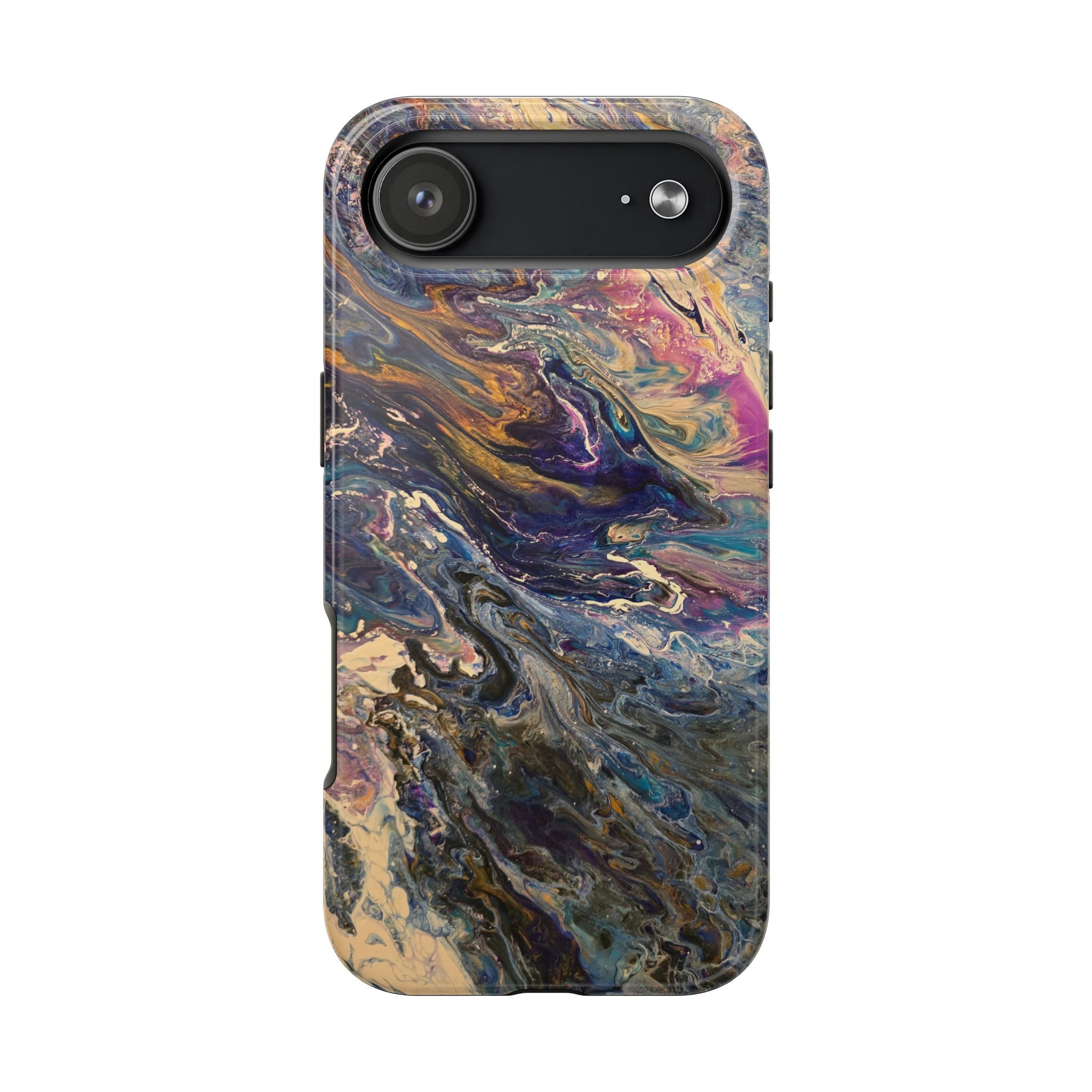 Marbled Abstract Tough Phone Case — Swirled Paint Art Protective Cover
