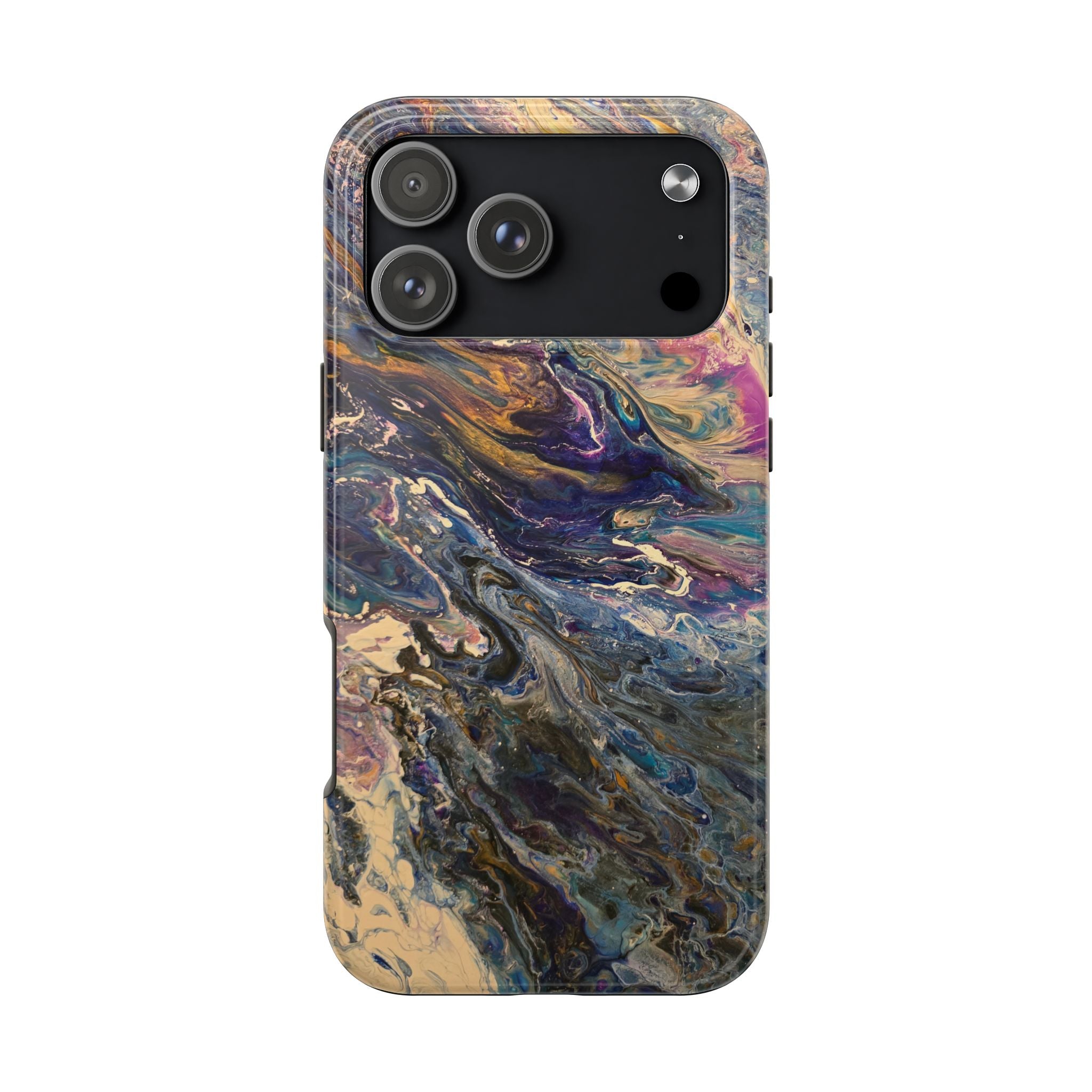 Marbled Abstract Tough Phone Case — Swirled Paint Art Protective Cover