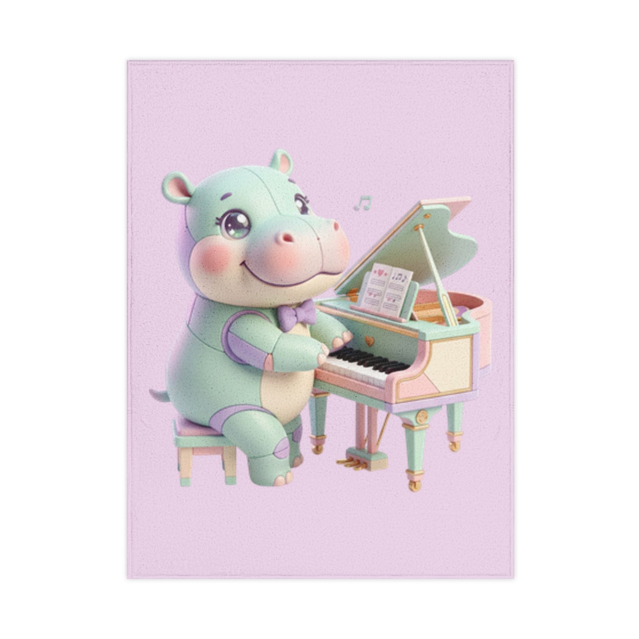 Toddler Blanket — Cute Hippo Playing Piano Baby Throw for Nursery