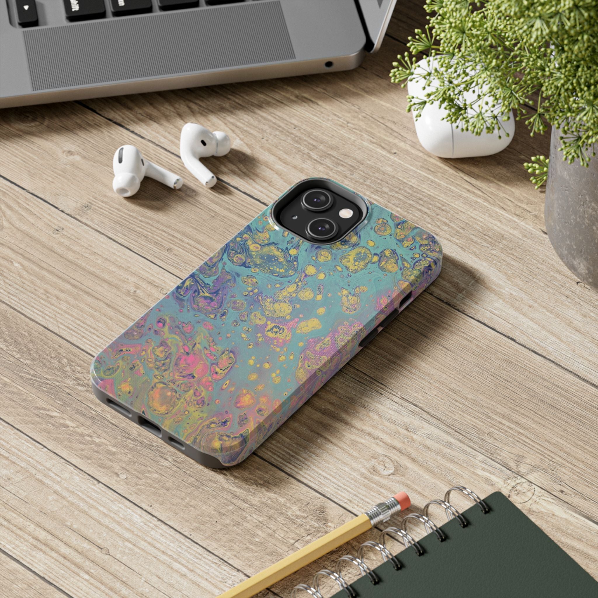 Marbled Pastel Tough Phone Case — Iridescent Fluid Art Protection