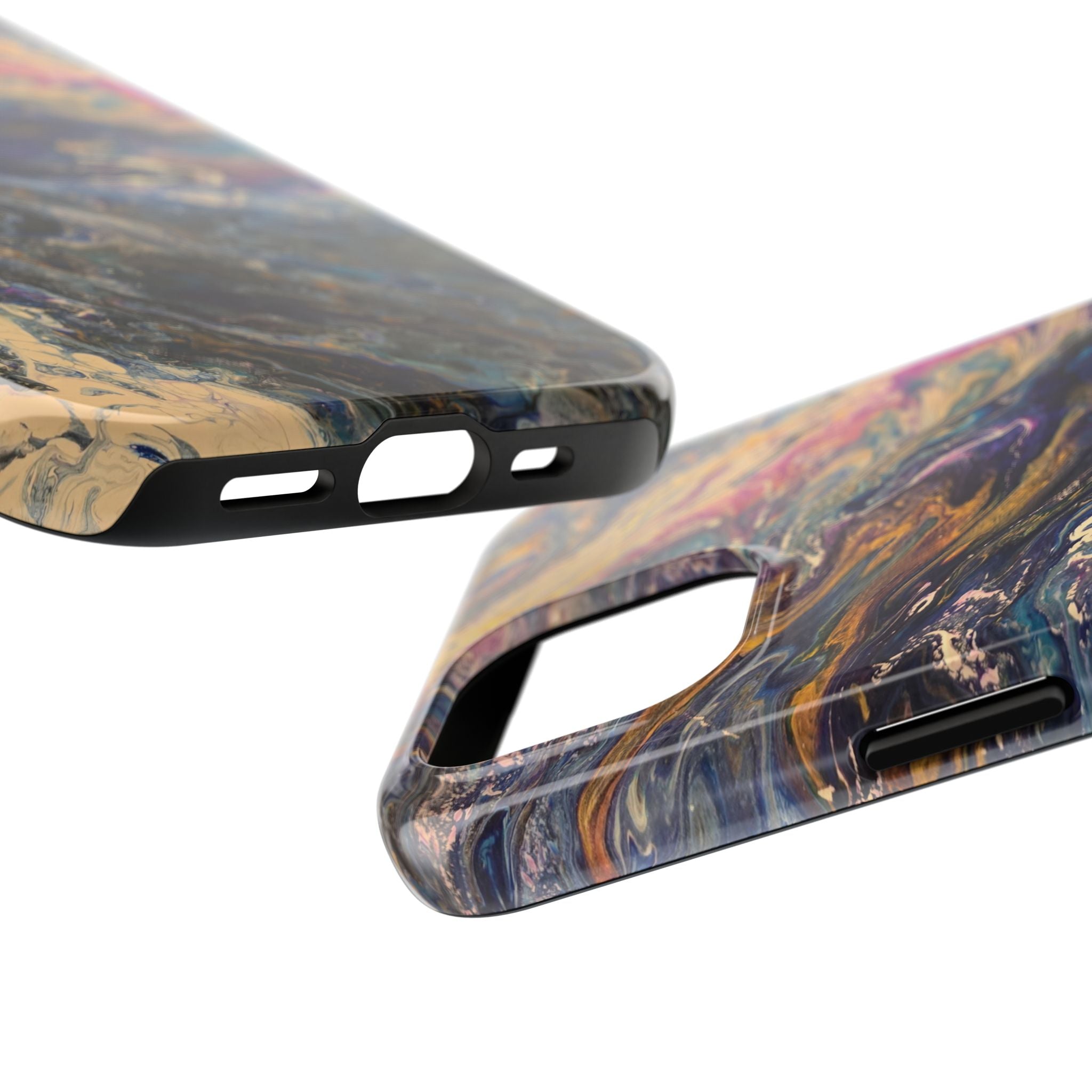 Marbled Abstract Tough Phone Case — Swirled Paint Art Protective Cover