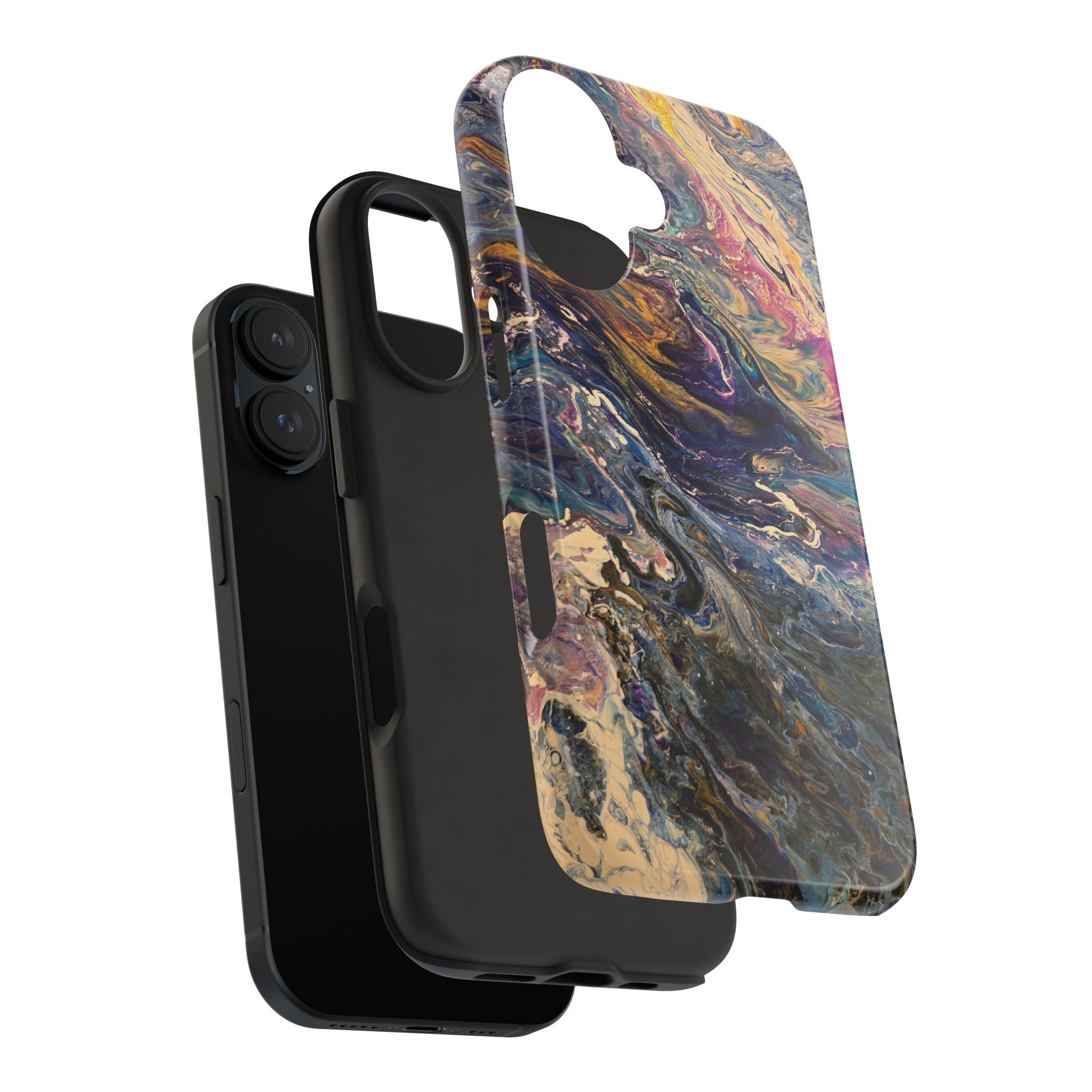 Marbled Abstract Tough Phone Case — Swirled Paint Art Protective Cover