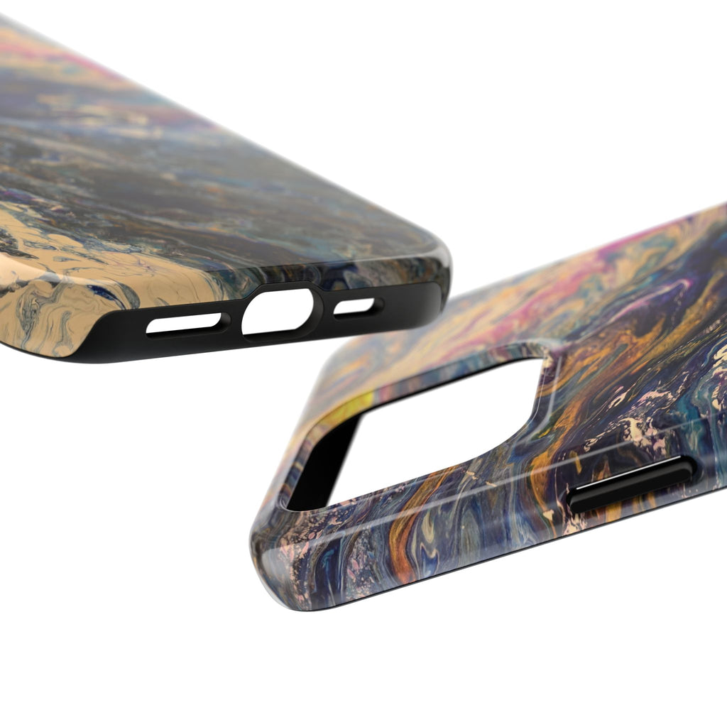 Marbled Abstract Tough Phone Case — Swirled Paint Art Protective Cover