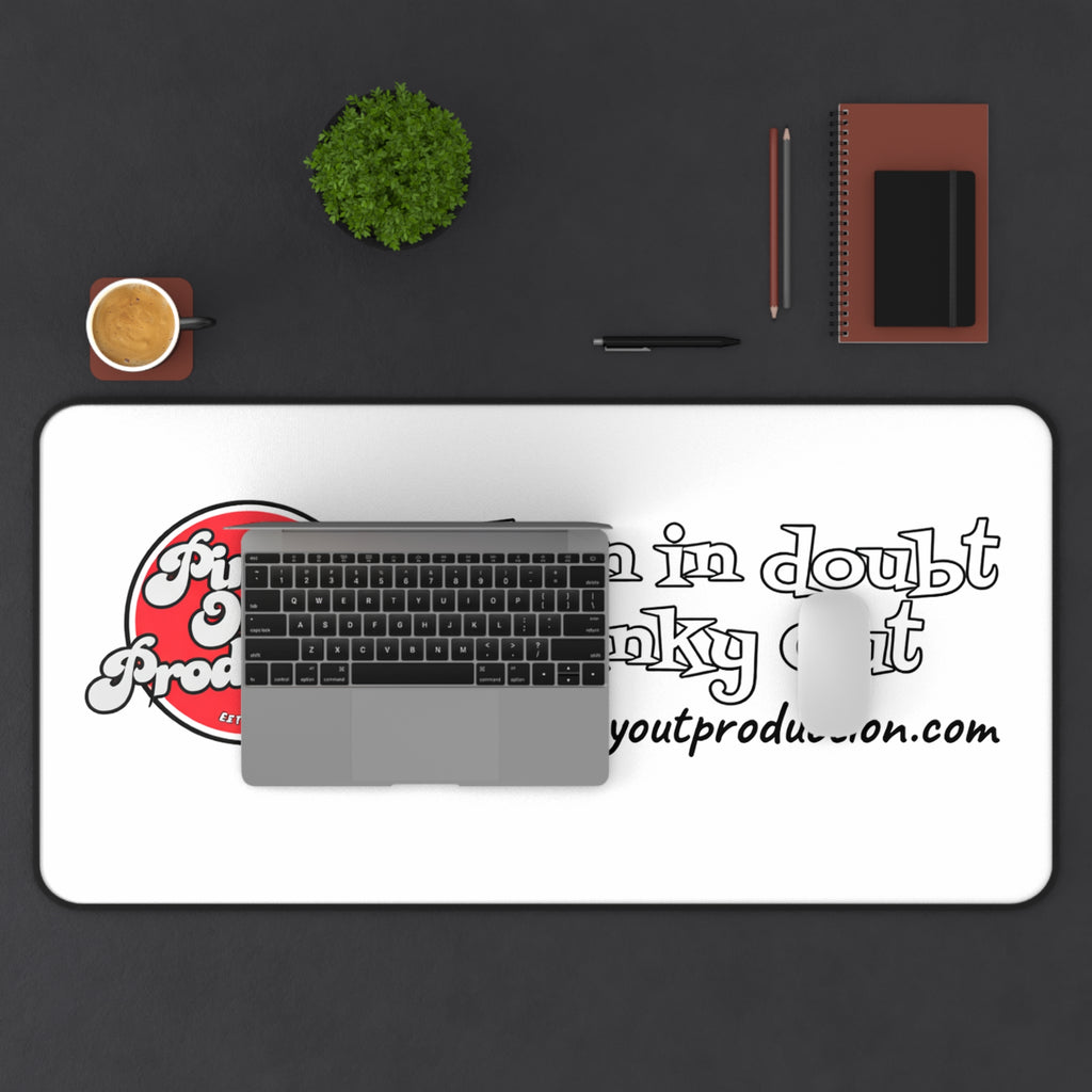 Desk Mat — "When in Doubt Pinky Out" Branded Logo Mouse Pad