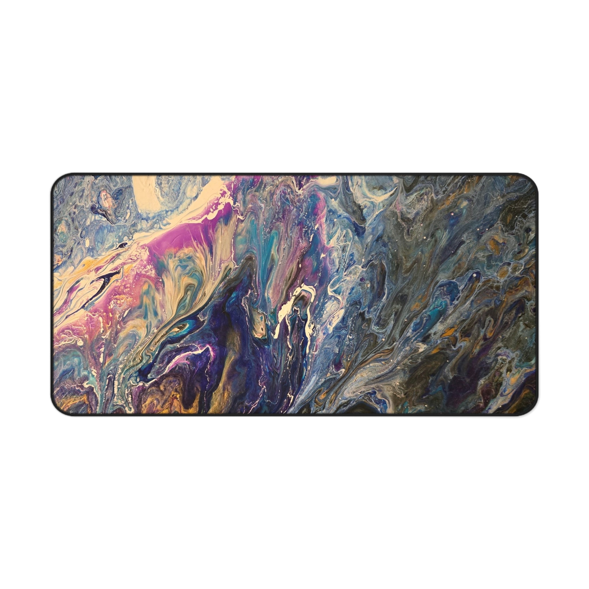 Abstract Fluid Art Desk Mat — Colorful Marbleized Mousepad for Office & Gaming