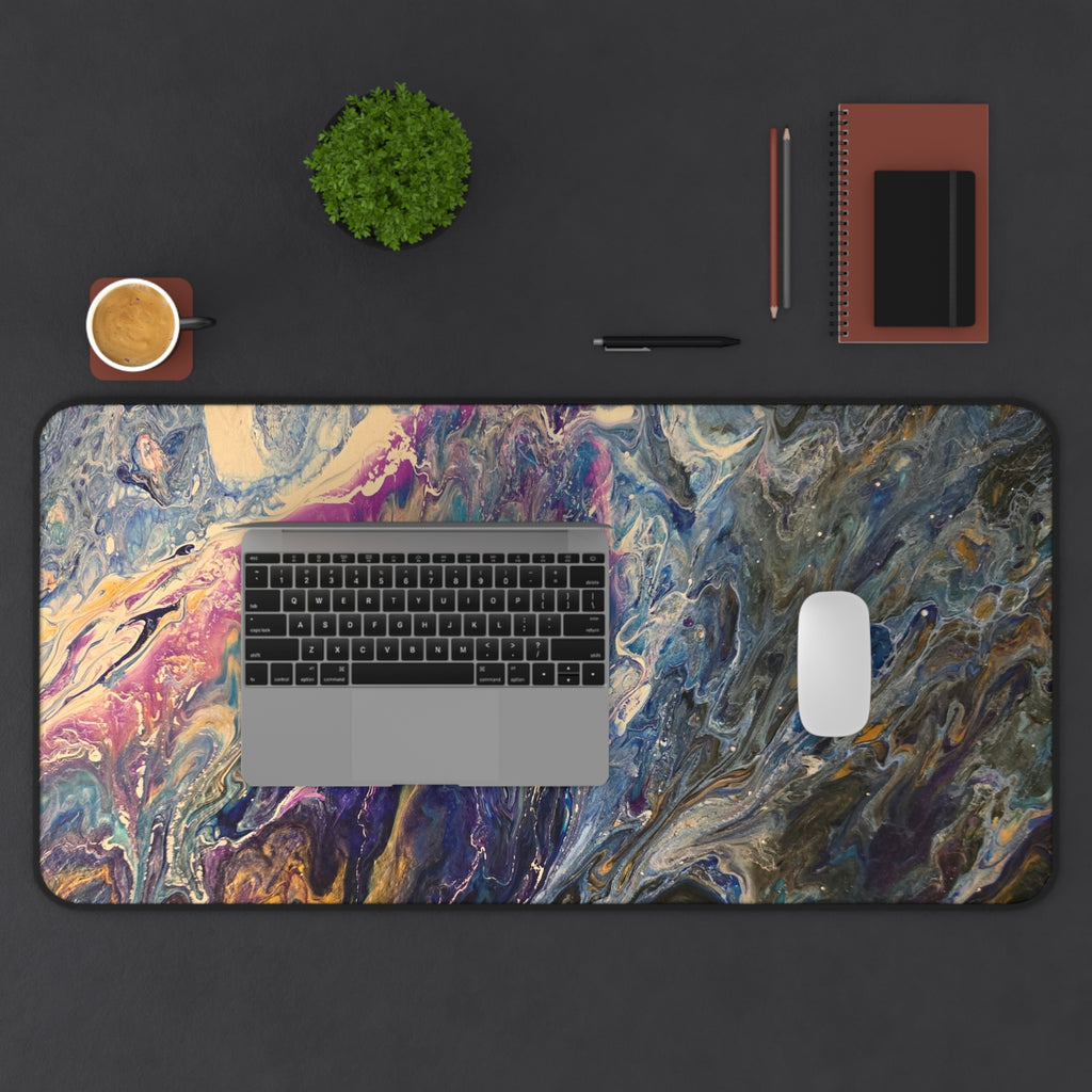 Abstract Fluid Art Desk Mat — Colorful Marbleized Mousepad for Office & Gaming