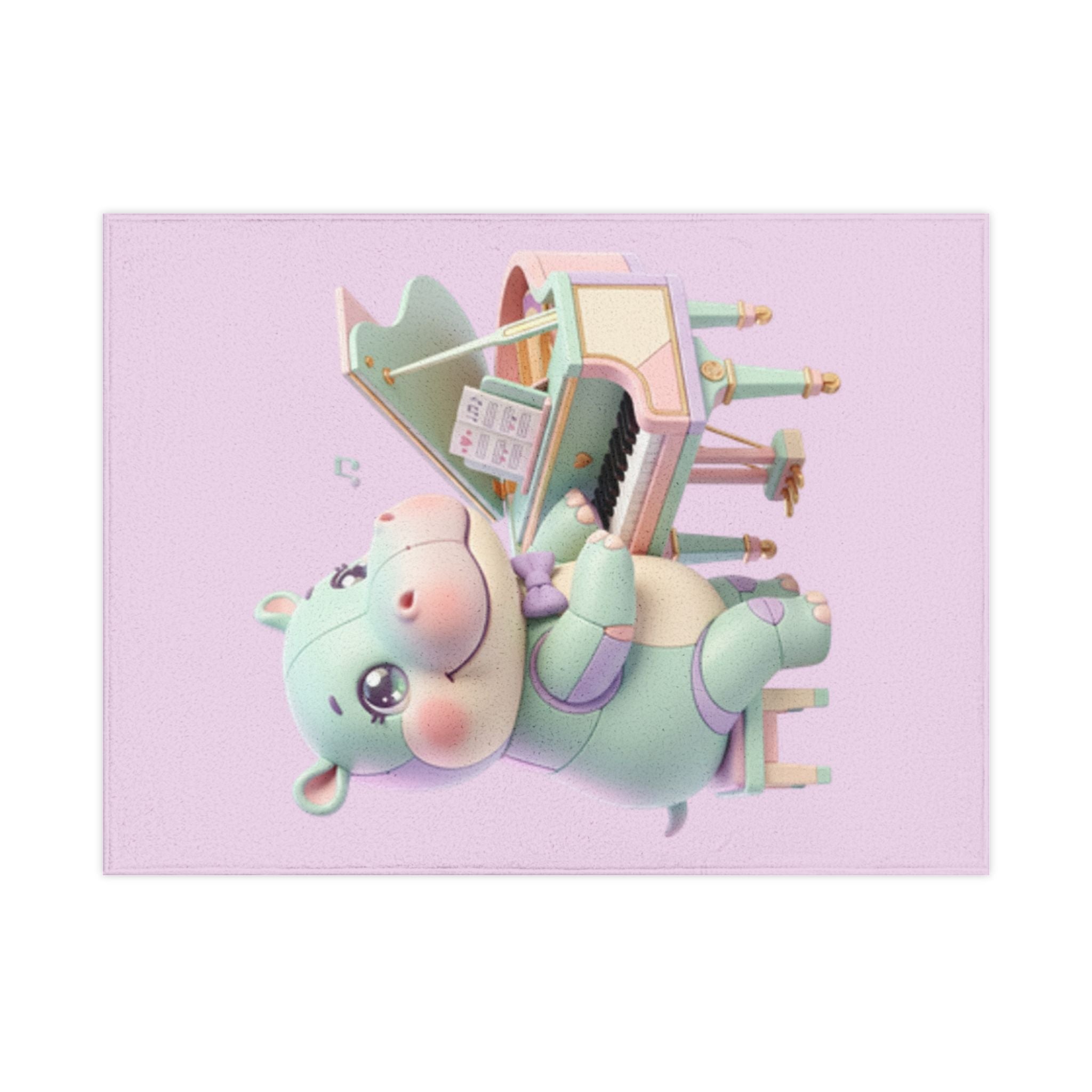 Toddler Blanket — Cute Hippo Playing Piano Baby Throw for Nursery