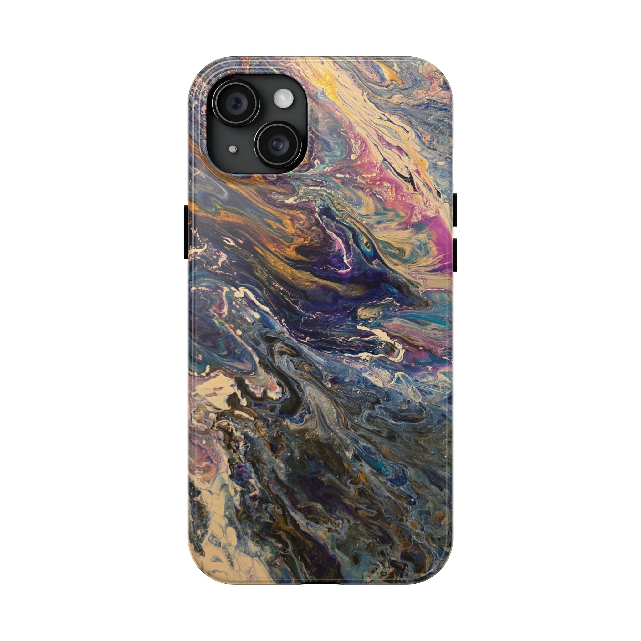 Marbled Abstract Tough Phone Case — Swirled Paint Art Protective Cover