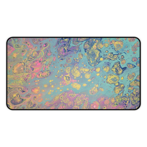 Abstract Pastel Marble Desk Mat — Iridescent Fluid Art Mouse Pad