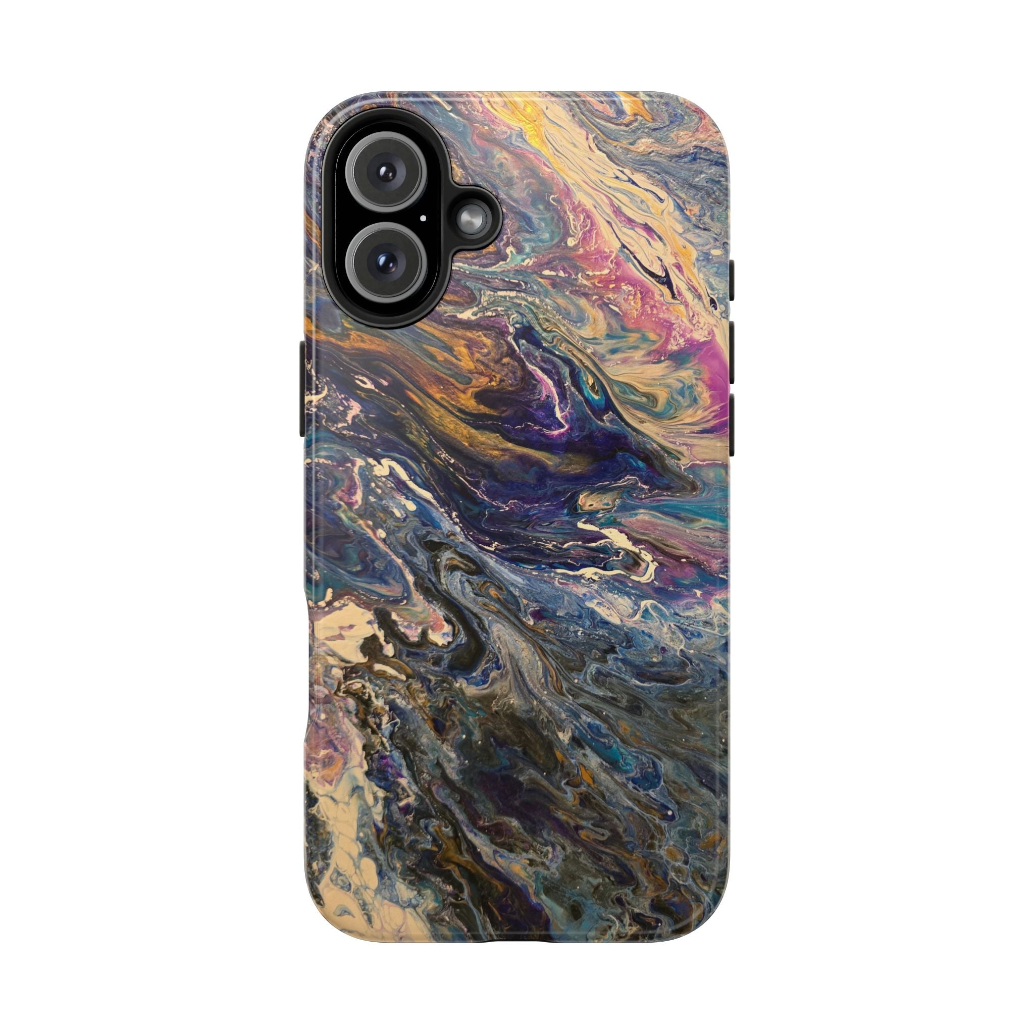 Marbled Abstract Tough Phone Case — Swirled Paint Art Protective Cover