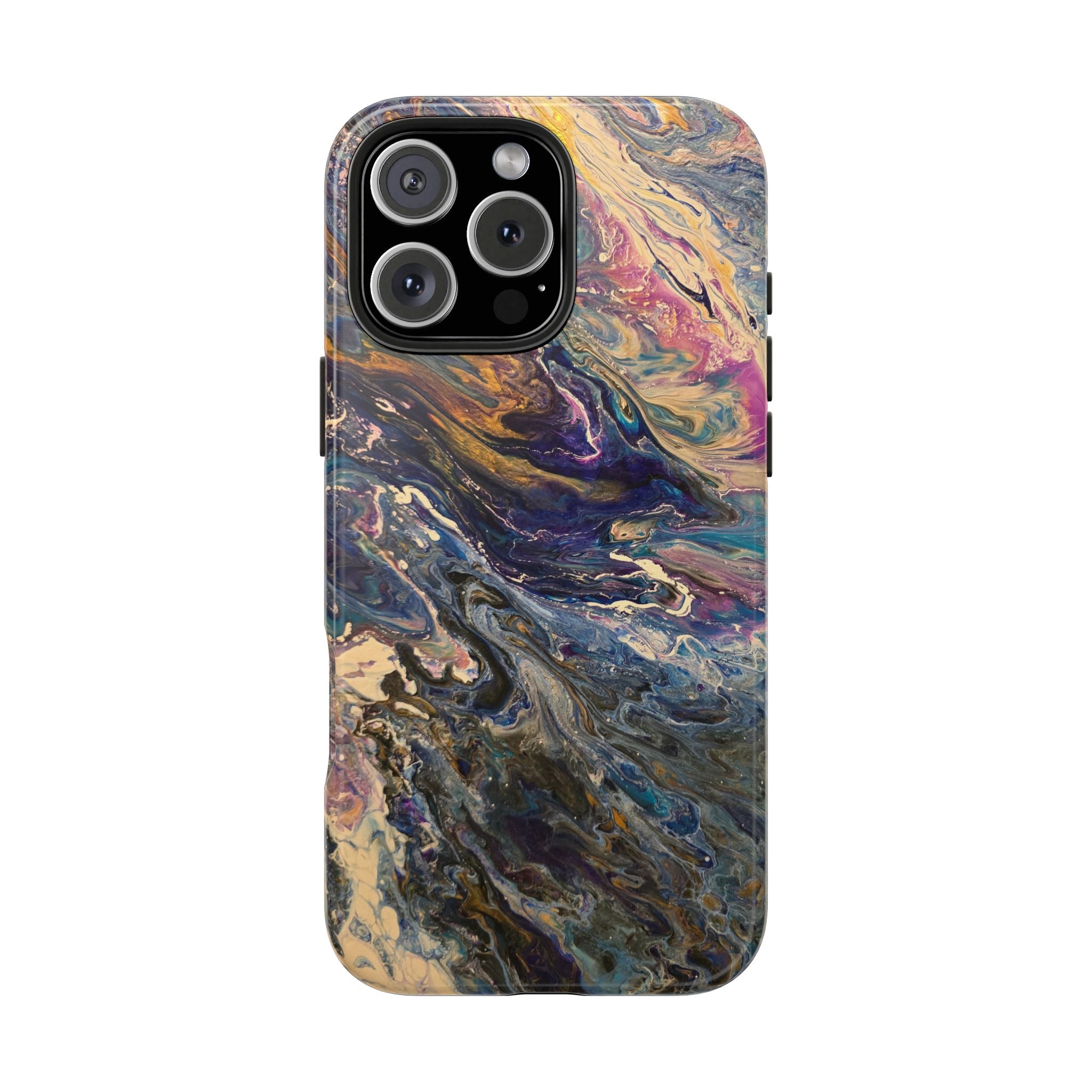 Marbled Abstract Tough Phone Case — Swirled Paint Art Protective Cover