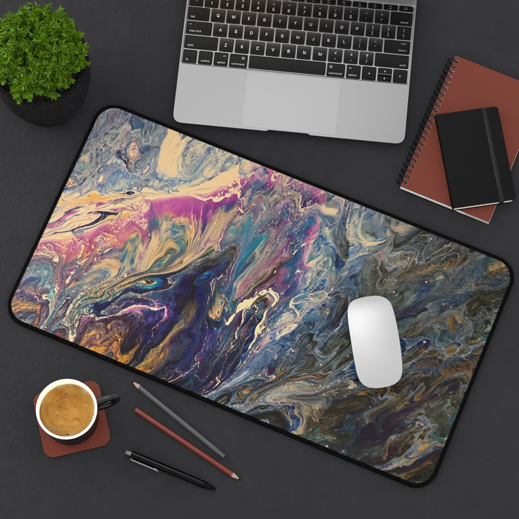 Abstract Fluid Art Desk Mat — Colorful Marbleized Mousepad for Office & Gaming