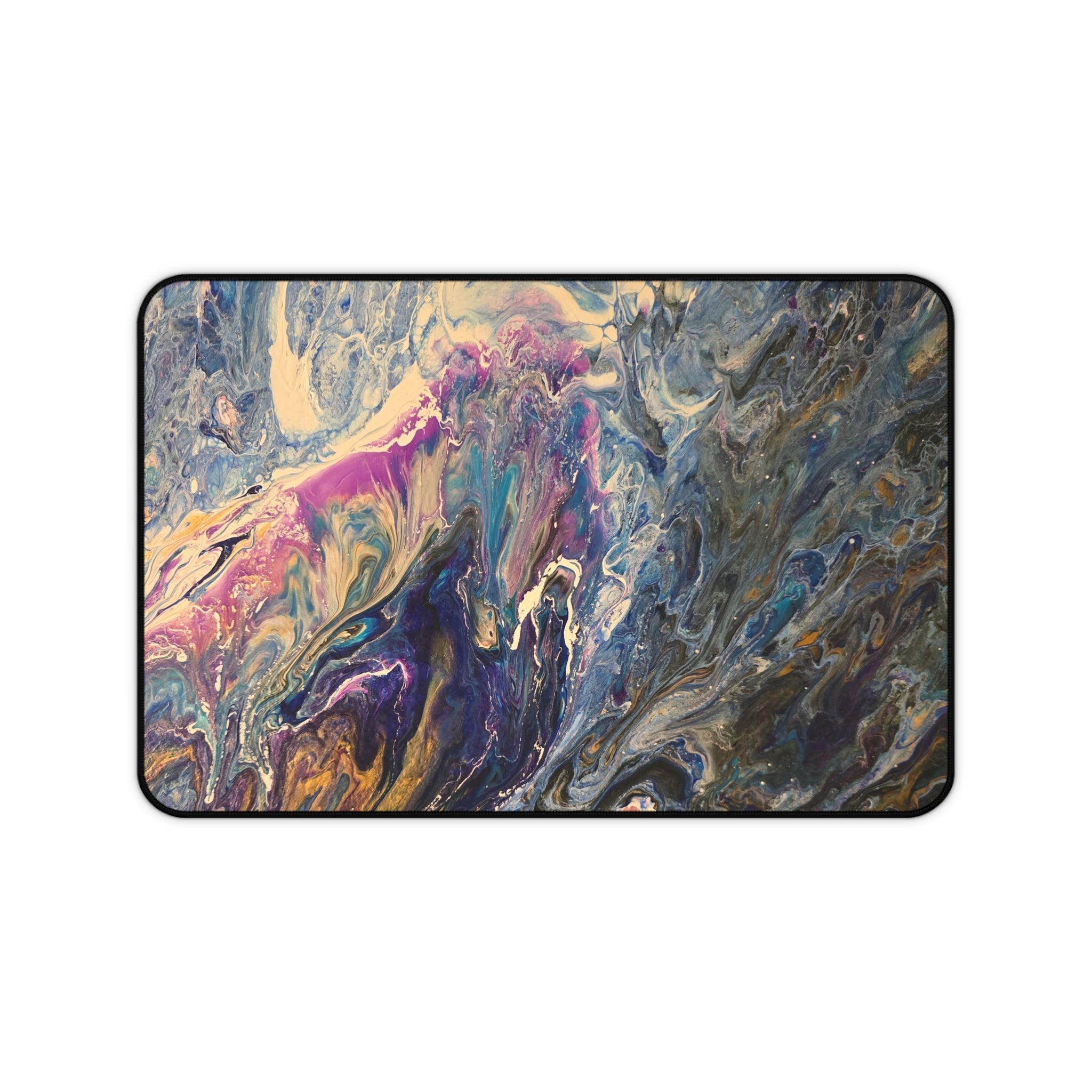 Abstract Fluid Art Desk Mat — Colorful Marbleized Mousepad for Office & Gaming